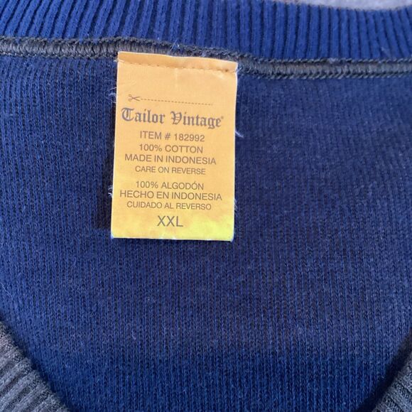 Tailor Vintage Sweater Mens XXL  Brown Blue Pullover Reversible V-Neck Cotton - Picture 9 of 9